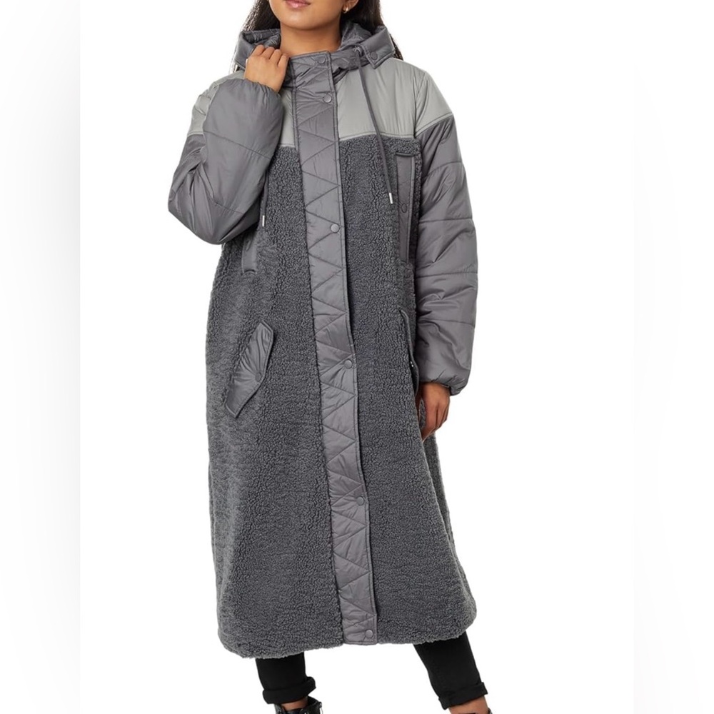 Avec Les Filles Coat Mixed Media Hooded